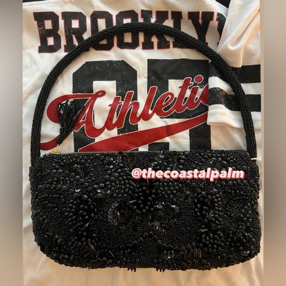 BLACK VIRAL BEADED BAG NWT